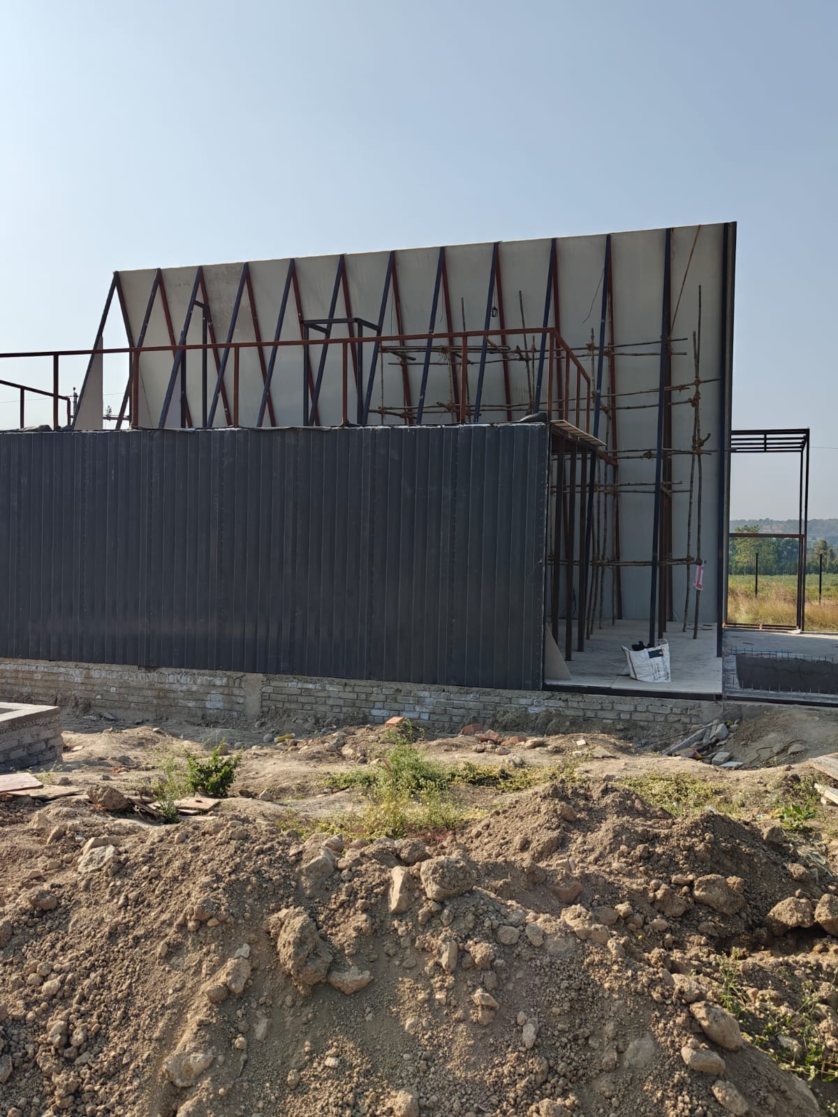 A-frame interior loft large windows